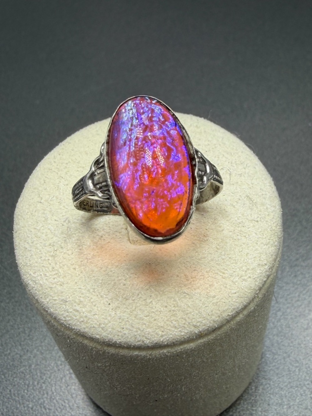 Antique Dragons Breath Sterling Silver Ring Victorian Era #4STR